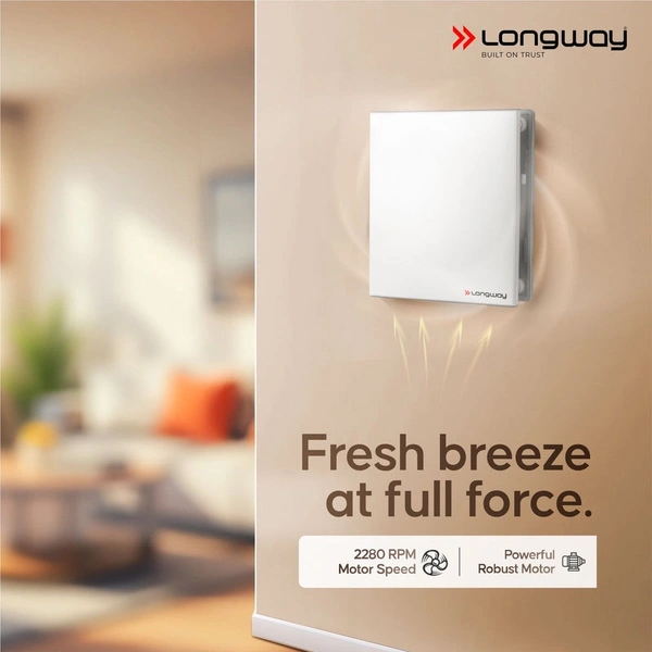 Longway FreshX 6 Inch 150 Mm Energy Efficient Exhaust Fan | High Speed Powerful Motor | Noiseless Operation & Easy To Clean | Rust Proof |Suitable For Bathroom, Kitchen, Office | 2 Years Warranty (White)