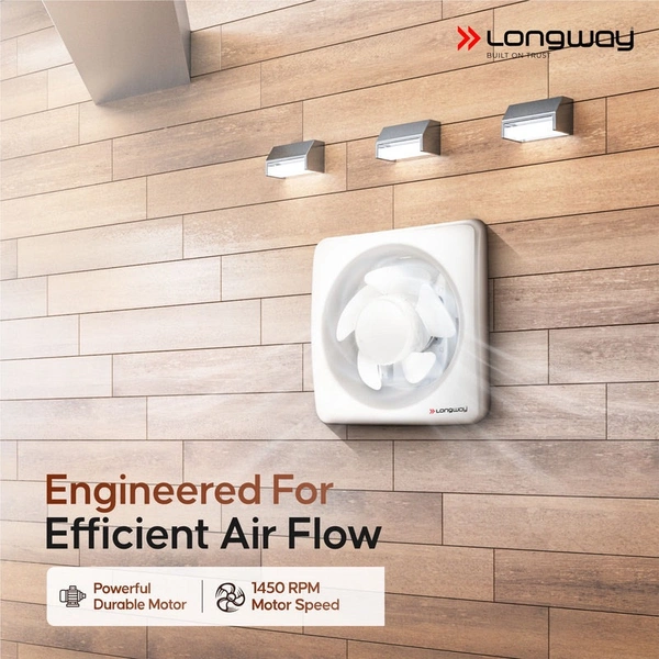 Longway Ventura 6 Inch 150 Mm Energy Efficient Exhaust Fan | High Speed Powerful Motor | Noiseless Operation & Easy To Clean | Rust Proof With Anti Dust Shutters |Suitable For Bathroom, Kitchen, Office | 2 Years Warranty (White)