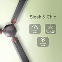 Longway Creta P1 1200 Mm/48 Inch Ultra High Speed 3 Blade Anti-Dust Decorative Star Rated Ceiling Fan (Pack Of 1) 