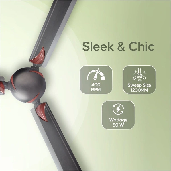 Longway Creta P1 1200 Mm/48 Inch Ultra High Speed 3 Blade Anti-Dust Decorative Star Rated Ceiling Fan (Pack Of 1) 