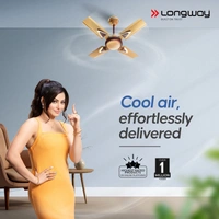 Longway Starlite-1 P1 600 Mm/24 Inch Ultra High Speed 4 Blade Anti-Dust Decorative Star Rated Ceiling Fan (Pack Of 1) 