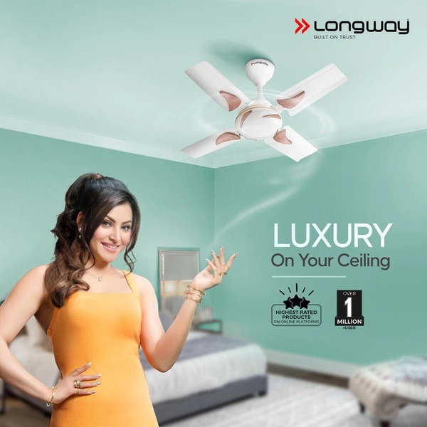 Longway Creta P1 600 Mm/24 Inch Ultra High Speed 4 Blade Anti-Dust Decorative Star Rated Ceiling Fan (Pack Of 1)
