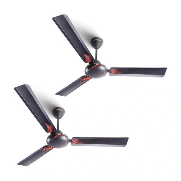 Longway Creta P2 1200 Mm/48 Inch Ultra High Speed 3 Blade Anti-Dust Decorative Star Rated Ceiling Fan (Smoked Brown, Pack Of 2)