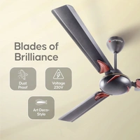 Longway Creta P2 1200 Mm/48 Inch Ultra High Speed 3 Blade Anti-Dust Decorative Star Rated Ceiling Fan (Smoked Brown, Pack Of 2)