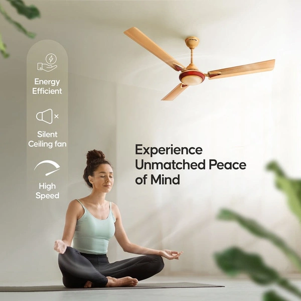 Longway Starlite-1 P2 1200 Mm/48 Inch Ultra High Speed 3 Blade Anti-Dust Decorative Star Rated Ceiling Fan (Pack Of 2)
 - golden