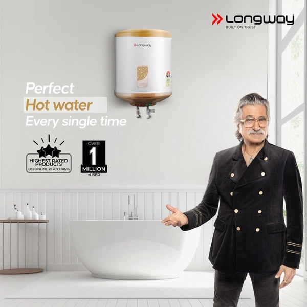Longway Superb 10 Ltr 5 Star Rated Automatic Instant Water Heater For Home, Water Geyser, Water Heater, Electric Geyser With Multiple Safety System & Anti-Rust Coating | 1-Year Warranty | (Ivory, 10 Ltr)