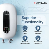 Longway Hotspring 3 Ltr Automatic Instant Water Heater With Multiple Safety System & Rust-Proof ABS Body (White, 3 Ltr)