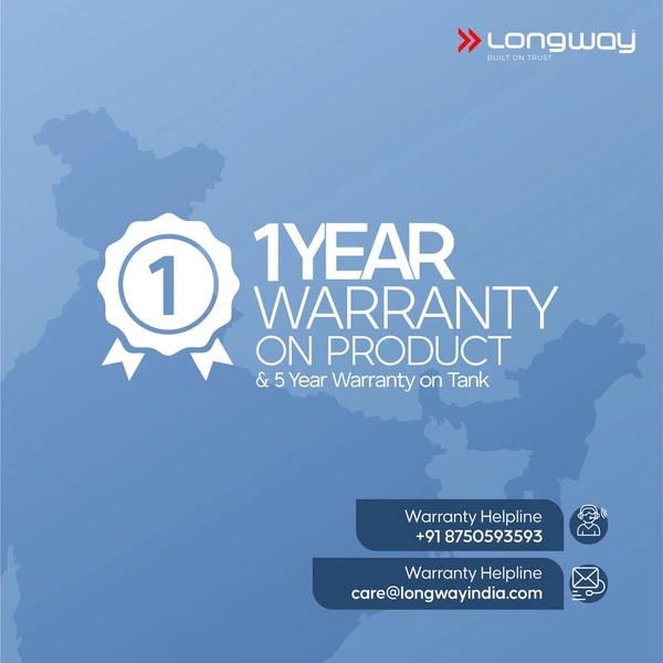 Longway Arctic 10 Ltr 5 Star Rated Storage Water Heater For Home With Advanced Multi-Layered Safety System & Anti-Rust Coating | Glassline Coated Tank | Suitable For Hard Water & High-Rise Building | 5 Years Warranty (White)