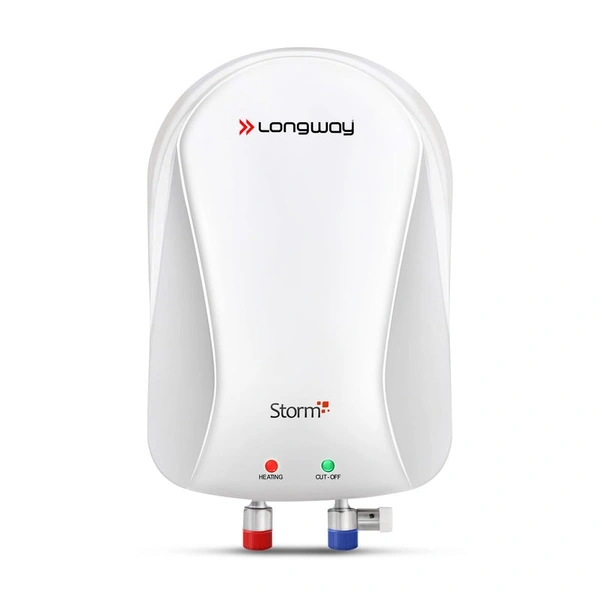 Longway Storm 3 Ltr Automatic Instant Water Heater With Multiple Safety System & Rust-Proof ABS Body (Off-White, 3 Ltr)