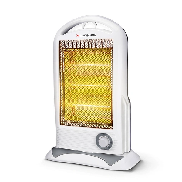 Longway Flare 3 Rod 1200 Watt Halogen Room Heater | 3 Heat Setting | Shock Proof Body With ISI Approved (Gray, Pack Of 1)