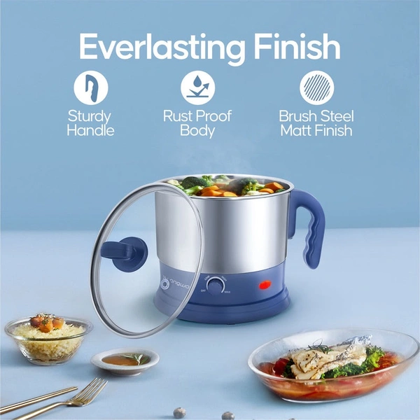 Longway Handy 1.5 Ltr Multi-Cooker Electric Kettle With Stainless Steel Body For Boiling & Cooking (Gray , 600 Watt)