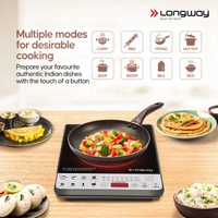 Longway Cruiser IC 2000 Watt Induction Cooktop With Auto Shut-Off & Over-Heat Protection With 8 Cooking Mode & BIS Approved | (Black, Push Button)