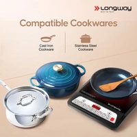 Longway Elite Plus IC 2000 Watt Induction Cooktop With Auto Shut-Off & Over-Heat Protection With 8 Cooking Mode & BIS Approved | 1-Year Warranty | (Black, Push Button)