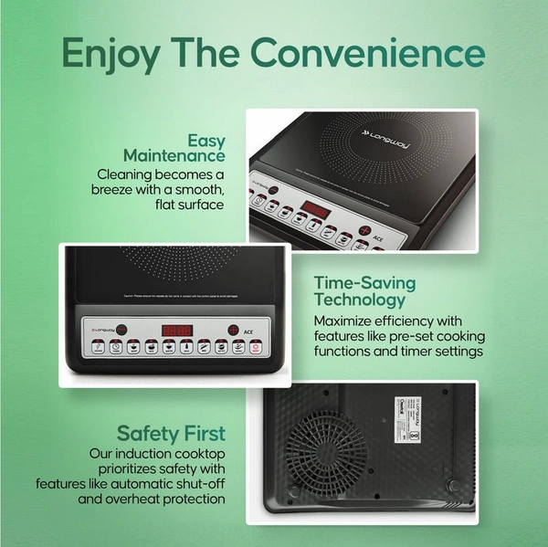 Longway Ace IC 2000 W Induction Cooktop (Black, Push Button)