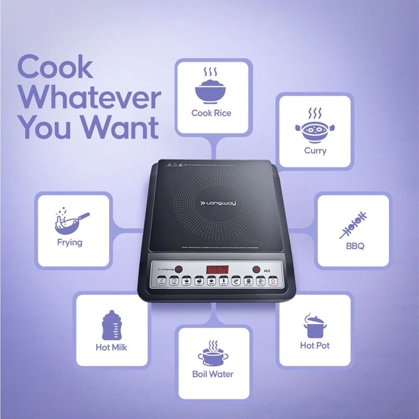 Longway Ace IC 2000 W Induction Cooktop (Black, Push Button)