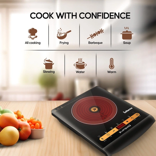 Longway Inferno ICT 2000 W Infra-Red Induction Cooktop For All Type Of Utensils (Black, Touch Control)