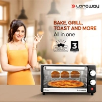 Longway Royal Plus OTG 12 Ltr Oven Toaster Griller With Multiple Heating Modes | Temperature Timer Control For Baking Pizza, Cake, Grilling Chicken & Toasting Bread|1 Year Warranty (800W, Silver)