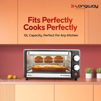 Longway Royal Plus OTG 12 Ltr Oven Toaster Griller With Multiple Heating Modes | Temperature Timer Control For Baking Pizza, Cake, Grilling Chicken & Toasting Bread|1 Year Warranty (800W, Silver)