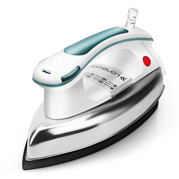 Longway Plancha Heavy Weight Non-Stick Teflon Coated Dry Iron, Electric Iron For Clothes | 1 Year Warranty| (1000 Watt, Blue)
