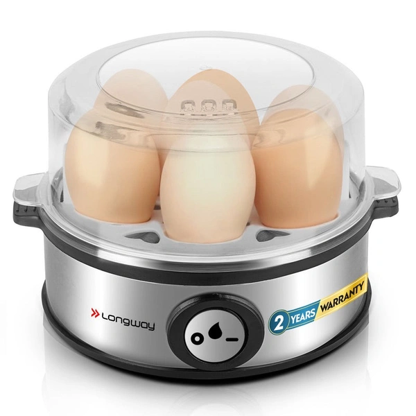 Longway Champ 360 Watt Stainless Steel Egg Boiler/Cooker For Steaming, (Silver, 7 Eggs)