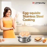 Longway Champ 360 Watt Stainless Steel Egg Boiler/Cooker For Steaming, (Silver, 7 Eggs)