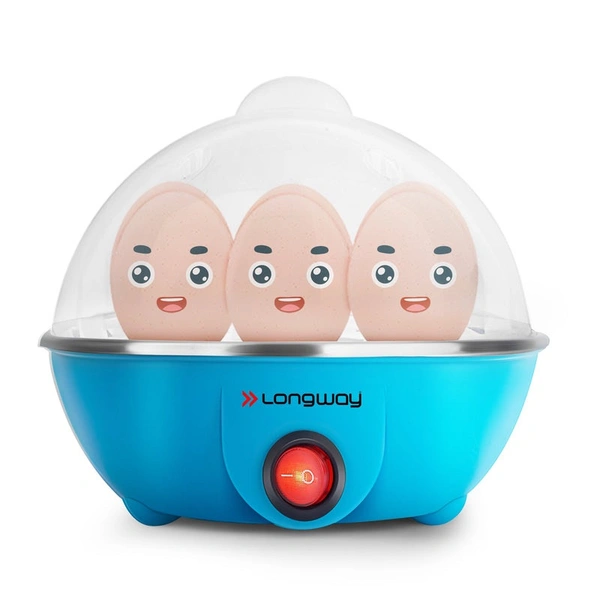 Longway Eggo 350 Watt Egg Boiler/Cooker For Steaming, Cooking & Boiling (Blue, 7 Eggs)