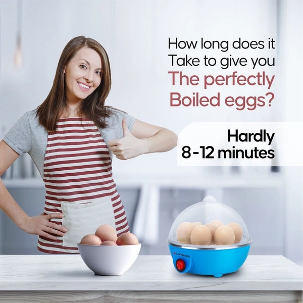 Longway Eggo 350 Watt Egg Boiler/Cooker For Steaming, Cooking & Boiling (Blue, 7 Eggs)
