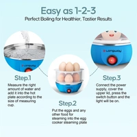 Longway Eggo 350 Watt Egg Boiler/Cooker For Steaming, Cooking & Boiling (Blue, 14 Eggs)