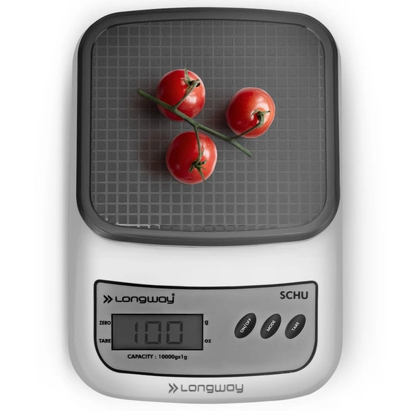 Longway LWKWS01 Multipurpose Portable Digital Kitchen Weighing Scale |Weight Machine With Back Light LCD Display |2 Year Warranty (10 Kg, Gray)