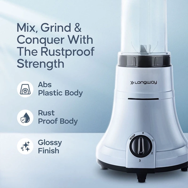 Longway Sage 500 Watt Juicer Mixer Grinder With 2 Jars For Grinding, Mixing, Juicing With Powerful Motor | 1 Year Warranty | (Gray & Black, 2 Jars)