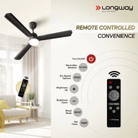 Longway Luminair 1200 Mm BLDC Ceiling Fan With Remote Control | BEE 5 Star Rated Energy Efficient | Ultra High Speed 3 Blade Anti-Dust Decorative Ceiling Fan | 5 Years Warranty (Smoked Brown, Pack Of 1)