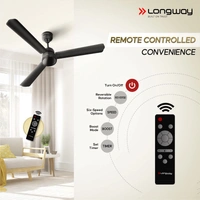 Longway Luminair 1200 Mm BLDC Ceiling Fan With Remote Control | BEE 5 Star Rated Energy Efficient | Ultra High Speed 3 Blade Anti-Dust Decorative Ceiling Fan | 5 Years Warranty (Smoked Brown, Pack Of 2)