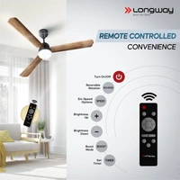 Longway Luminair Max 1200 Mm BLDC Ceiling Fan With Remote Control & LED Light | BEE 5 Star Rated Energy Efficient | Ultra High Speed 3 Blade Anti-Dust Decorative Ceiling Fan | 5 Years Warranty (Smoked Cedar, Pack Of 2)
