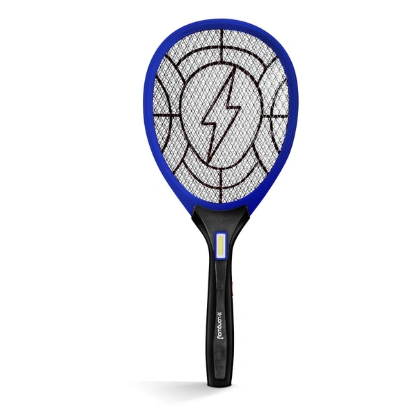Longway Zappy Rechargeable Mosquito Racket | 3500V DC Voltage On The Net Mesh| Insect Killer Bat | 500mAH Battery | Large Net Area For Better Coverage | Long Lasting Internal Battery | 6 Months Warranty (Black) - Blue