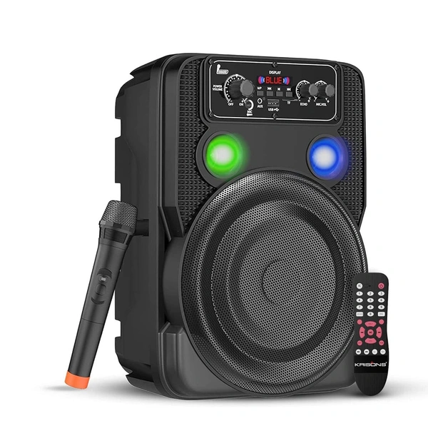 Krisons Ultima 30W Portable Bluetooth Speaker with 8" Woofer, Wireless Mic, Karaoke & LED Display