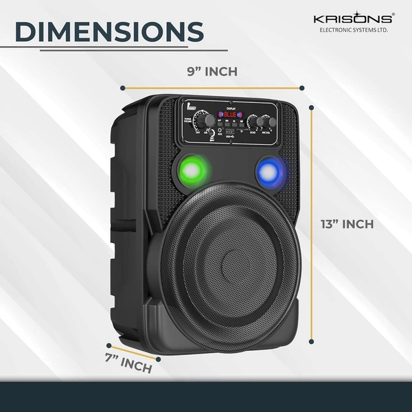 Krisons Ultima 30W Portable Bluetooth Speaker with 8" Woofer, Wireless Mic, Karaoke & LED Display