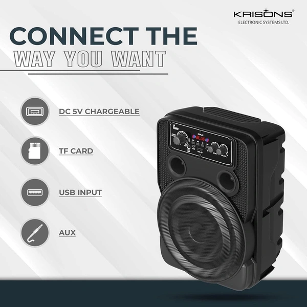 Krisons Ultima 30W Portable Bluetooth Speaker with 8" Woofer, Wireless Mic, Karaoke & LED Display