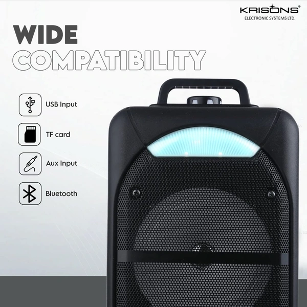 Krisons Beatz with FM,USB,Aux and Bluettot with Free Wired Mic 30W Bluetooth Trolley Speaker 