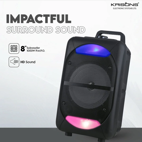 Krisons Beatz with FM,USB,Aux and Bluettot with Free Wired Mic 30W Bluetooth Trolley Speaker 