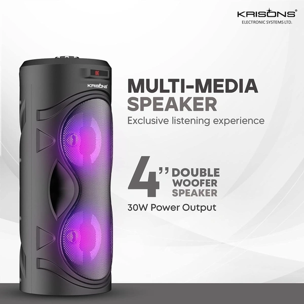 Krisons KRISONS Cylinder 40W Bluetooth Party Speaker with Mic & RGB Lights