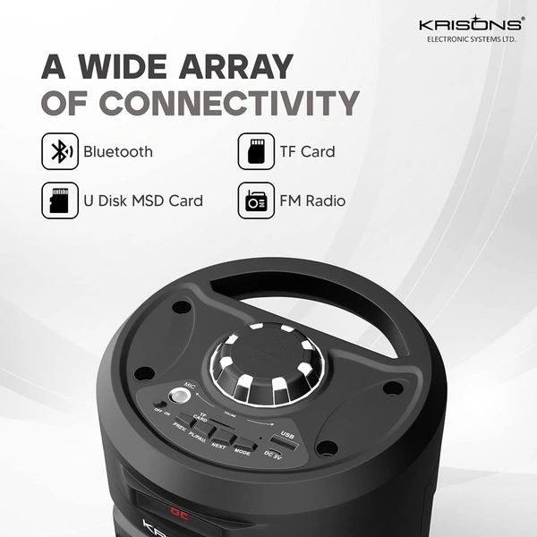 Krisons KRISONS Cylinder 40W Bluetooth Party Speaker with Mic & RGB Lights