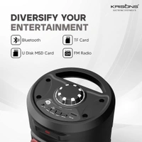 Krisons RedStar 40W Double Woofer Bluetooth Party Speaker with Mic, RGB Lights & FM 