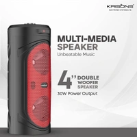 Krisons RedStar 40W Double Woofer Bluetooth Party Speaker with Mic, RGB Lights & FM 