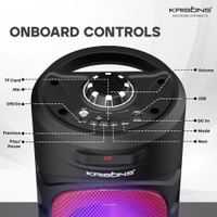 Krisons RedStar 40W Double Woofer Bluetooth Party Speaker with Mic, RGB Lights & FM 