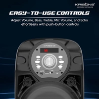 Krisons Star 100W Bluetooth Party Speaker with Wheels, LED Display & Karaoke Control