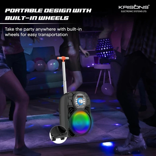 Krisons Star 100W Bluetooth Party Speaker with Wheels, LED Display & Karaoke Control