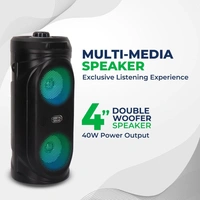 Krisons Comet 40W Bluetooth Party Speaker | Dual 4" Woofers, Mic, RGB Lights, USB/SD/FM