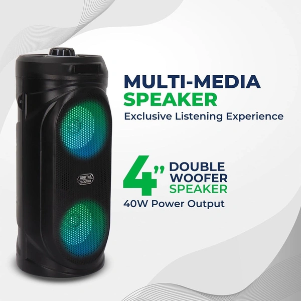 Krisons Comet 40W Bluetooth Party Speaker | Dual 4" Woofers, Mic, RGB Lights, USB/SD/FM