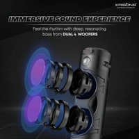 Krisons Cylender 111 | 40W Bluetooth Portable Speaker with Dual Woofers, Mic & Torch