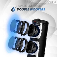 Krisons Cylender 222-50W Portable Speaker with Double 6" Woofers, Wireless Mic & RGB Lights